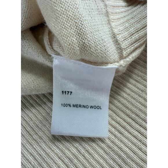 Perri Cutten Merino Wool Sweater Jumper Cream Womens Medium Quiet Luxury Classic - Picture 9 of 10